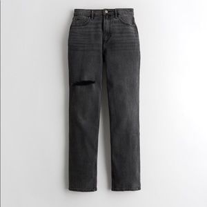 Hollister ultra high rise stacked vintage straight black jeans